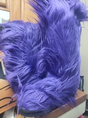 Plush Purple Furry Boots - Bold Statement Footwear